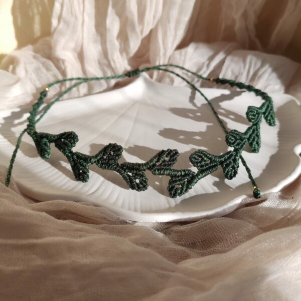 Naszyjnik/ choker - listki (ciemna zieleń)